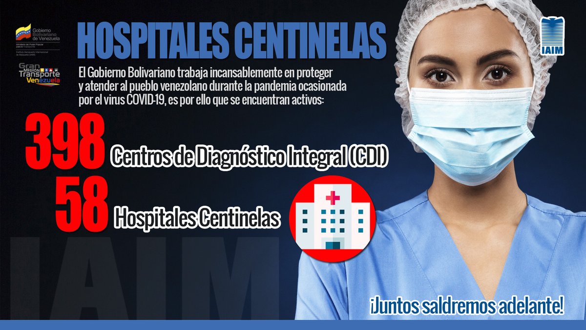 IAIM_VE's tweet photo. #InfoIAIM || El #IAIM te informa que en todo el país existen 398 CDI y 58 Hospitales Centinelas para atender los posibles casos del virus  COVID -19.
¡Prevenir es tarea de todos!
#LaPrevenciónEsLaClave
__
@NicolasMaduro https://t.co/p2t5rsFc88