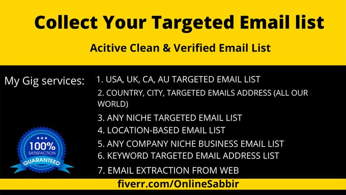 William70470100's tweet photo. I will collect your targeted email list only 5$
#emailmarketing #emails #emaillist #emailcollection #nichetargetedemail #targetedemail #emailscraper #emailscrape #emailscrapping #collectemail #businessemail #Email #leadgeneration #Fiverr
order now - https://t.co/Mzqoq71Ixk https://t.co/8jXYYM0uWy