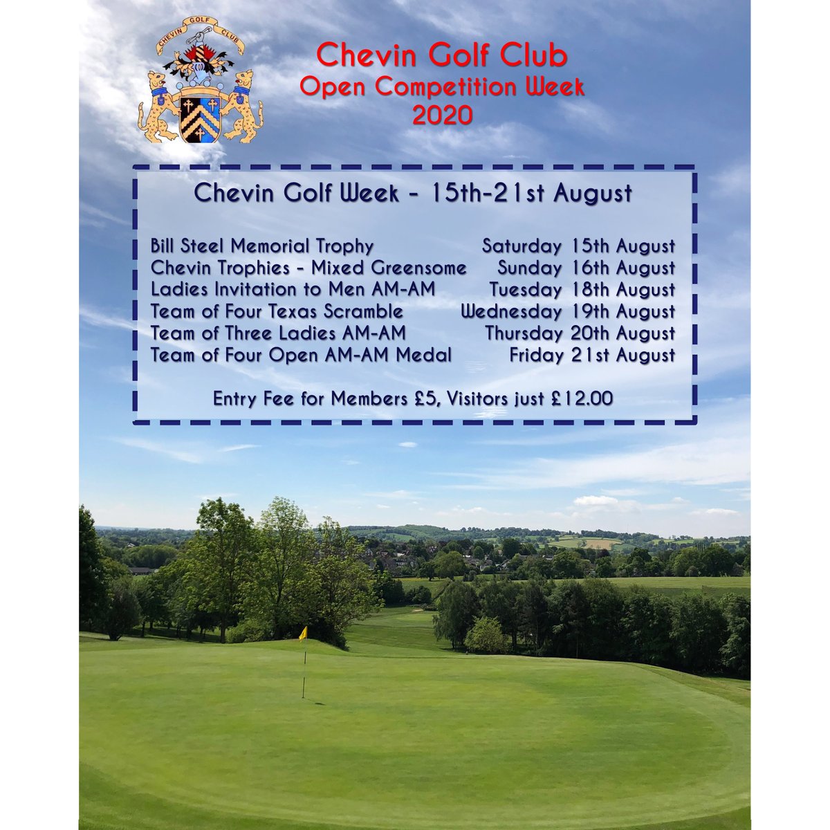 ChevinGolf's tweet photo. Our open week starts in just 4 weeks! We have a range of competitions running throughout the week with something for everyone. To book, head to our website: https://t.co/HJzFKqPXSg #chevingolf #golfclub #opengolf #golfcomps #derbyshiregolf #englandgolf #golf #golfopens #opencomp https://t.co/wyD02V1sO6