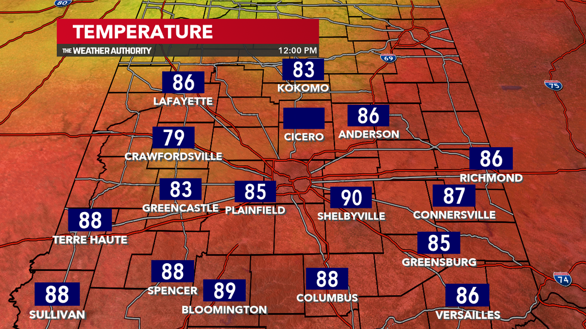 AHardwickWx's tweet photo. Wow! Already at 90ยฐ in Shelbyville! #GettingSteamy #INwx @FOX59 @theWXauthority https://t.co/cIePAvYrBe