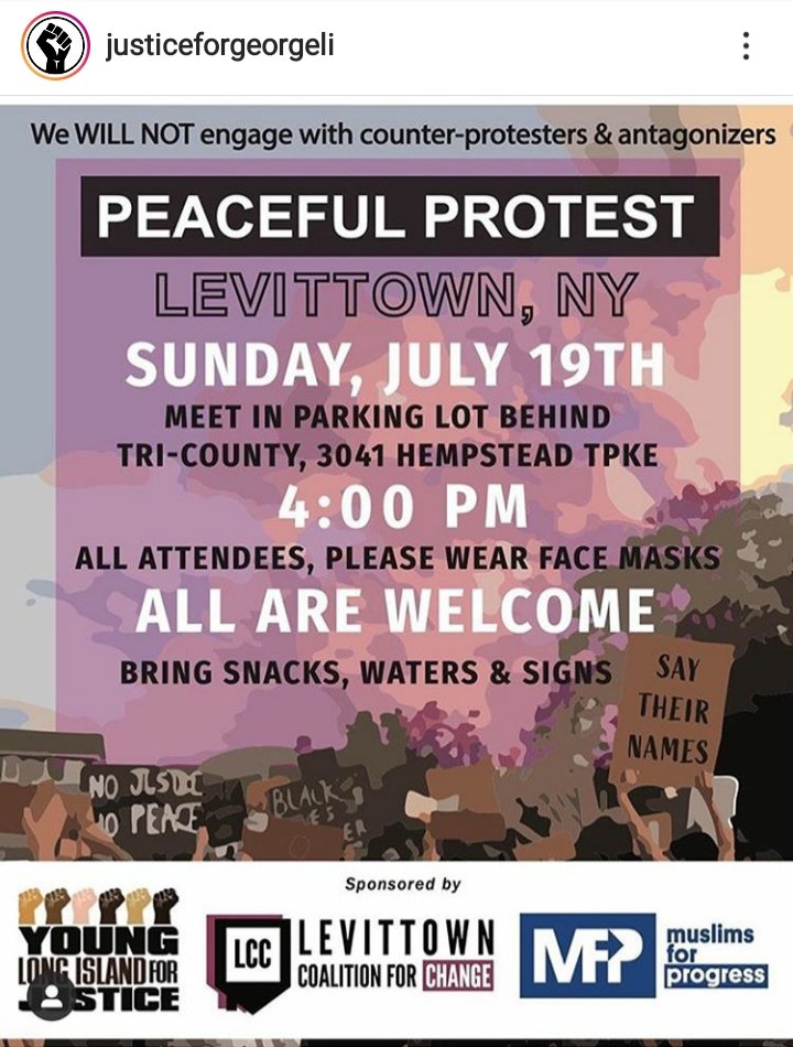 EpicProsaic's tweet photo. Long Island Protests
TODAY
Sunday July 19th
Check this entire thread for more protests in the tri-state area
Thanks Instagram @ justiceforgeorgeli (Check them for latest info & changes)
#BlackLivesMatter
#LongIsland #LongIslandProtests #LIProtest #BLM https://t.co/OdtMALkTNP
