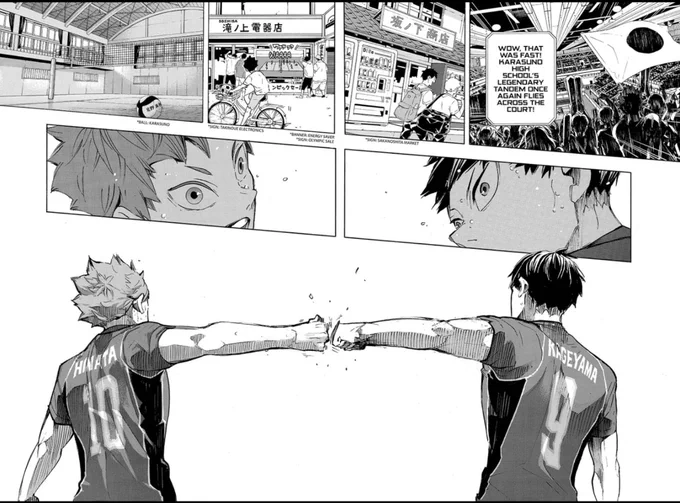 So proud of Hinata and Kageyama. We truly got the opportunity to see them from middle school to adulthood. What a magnificent ride. Much obliged to, Furudate Haruichi. Thank you so much for blessing us with this masterpiece. ?

#ハイキューありがとう 
#ありがとう古舘先生 