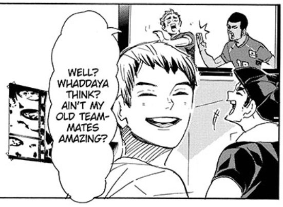 [ haikyuu 402 ]

SO THIS IS THE LAST PANEL OF KITA???? HIM SMILING? BEING THIS CUTE AND SOFT? ?❤️ WOW, A GREAT WAY TO END IT. 