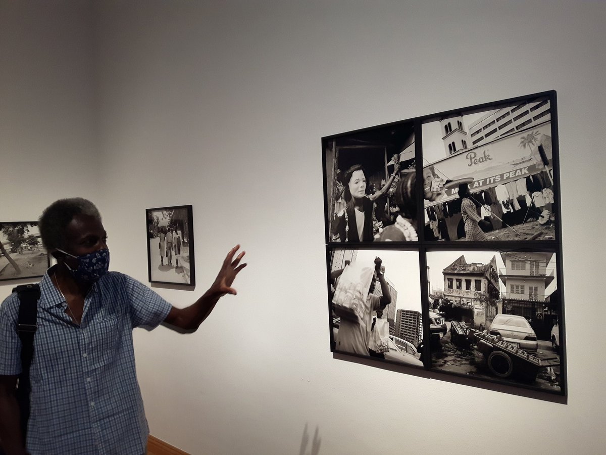 h_dilger's tweet photo. Akinbode Akinbiyi giving tour on last day of his wonderful #SixSongs exhibition @gropiusbau Berlin >> Here: The Brazilian quarter in Lagos https://t.co/pm3duOrBkX