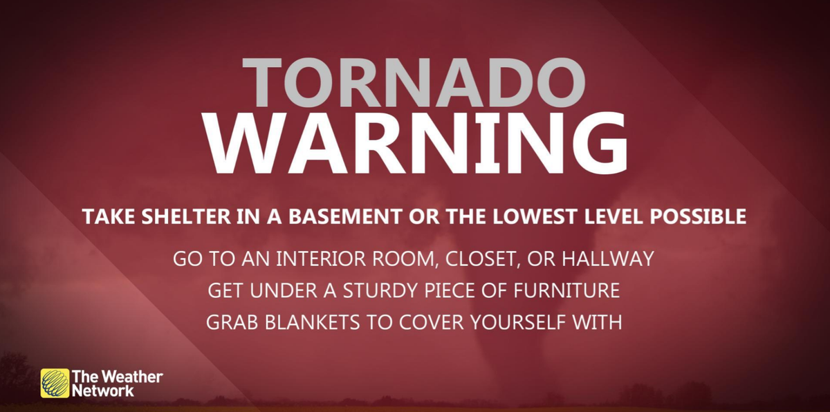 weathernetwork's tweet photo. Halton Hills, Milton, Guelph, Erin and Southern Wellington County have been added to the Tornado WARNING.

The Tornado Warning has ENDED for Woodstock, Tillsonburg, Oxford County, Kitchener, Waterloo and Cambridge. #ONstorm https://t.co/IIWL6HoTqH
