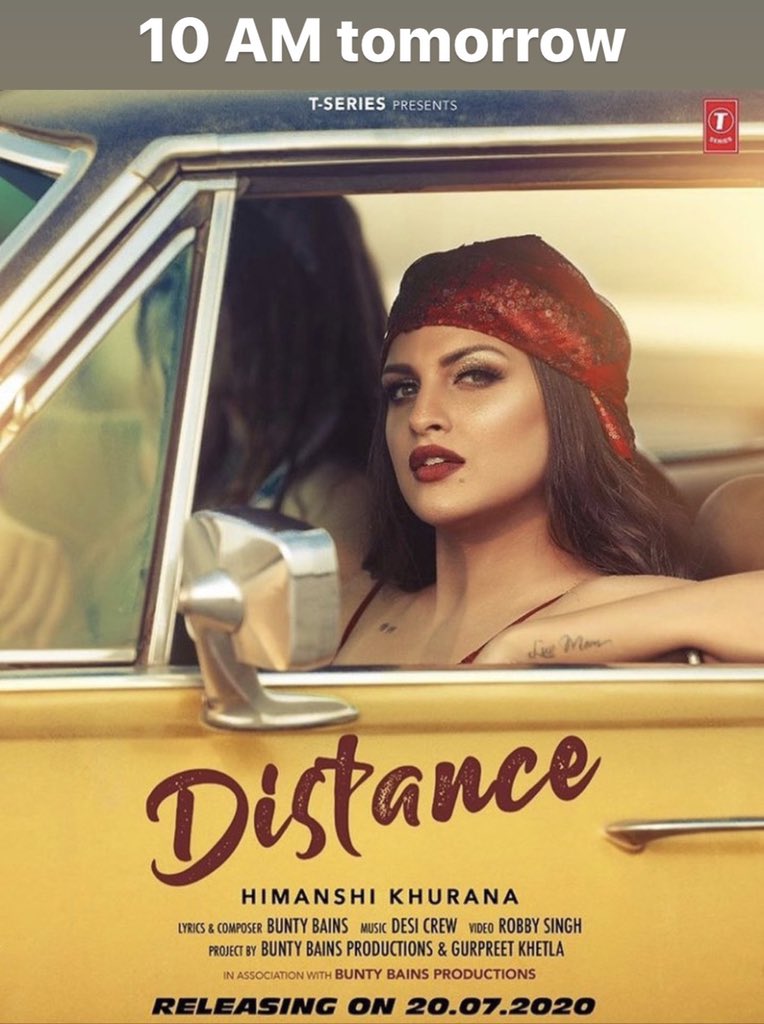 realhimanshi's tweet photo. Distance releasing tomorrow 10 AM
@TSeries @BuntyBains @DesiCrewMusic https://t.co/y6mXo0ceag