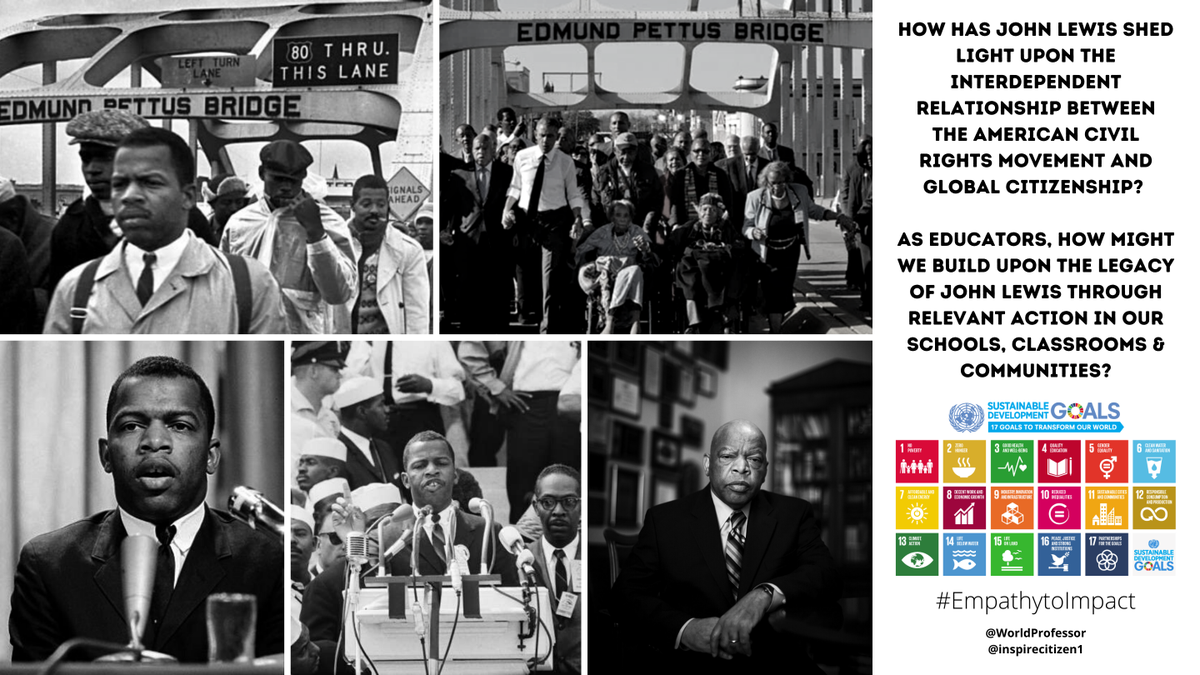 Take a moment to learn more about the life & work of John Lewis #EmpathytoImpactAs you do, share thinking, link an article, film, video, picture that helps us to collectively learn & unpack these two questionsRT @HumResPro  @WorldProfessor  @JuliaFliss  @Maire_from_NJ  @m_drez  @AFS