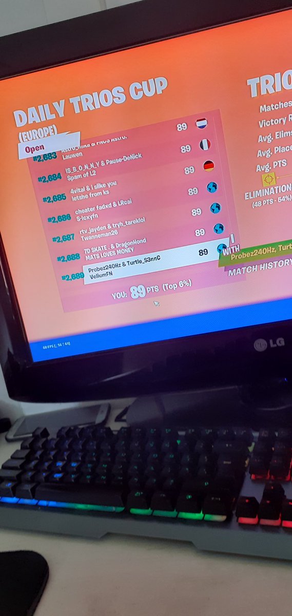 FSennc's tweet photo. First ever trio tourny with my new trio! Not bad for 1,5 hour late. https://t.co/ANvM2j8IPB