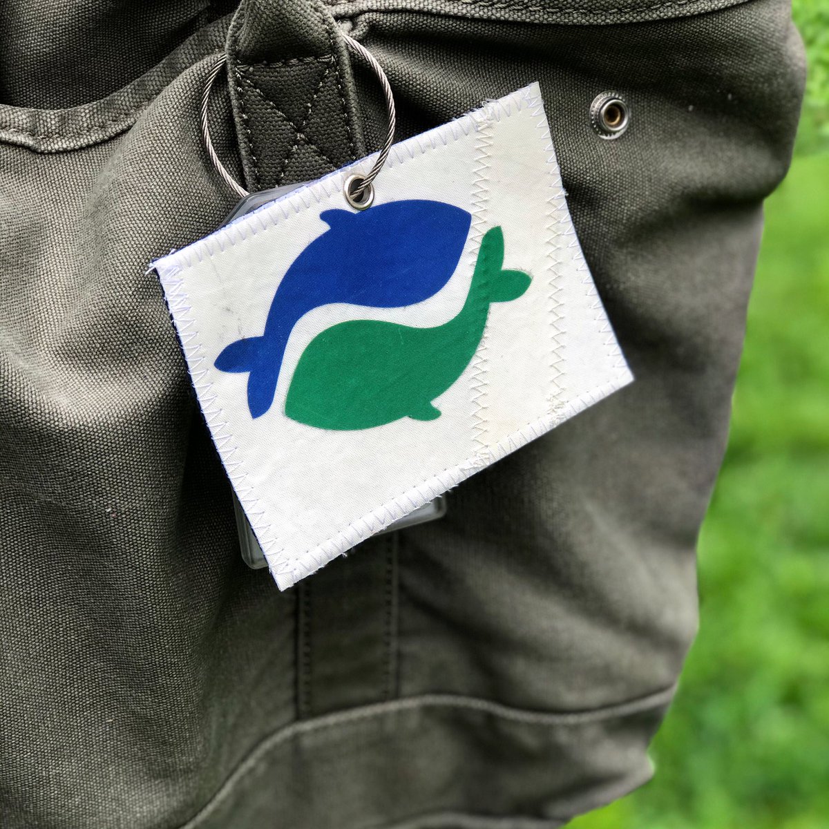 Local day trips are all the rage nowadays.  Bag tags available @shopcrompton and @etsy.
.
.
.
#freshandsalty #bostonmade #newenglandmade #retiredsailcloth #nauticalvibe #whales #bagtag #luggagetag #yingyangwhales #cromptoncollective #shopcrompton #daytrips #localtrips #etsy