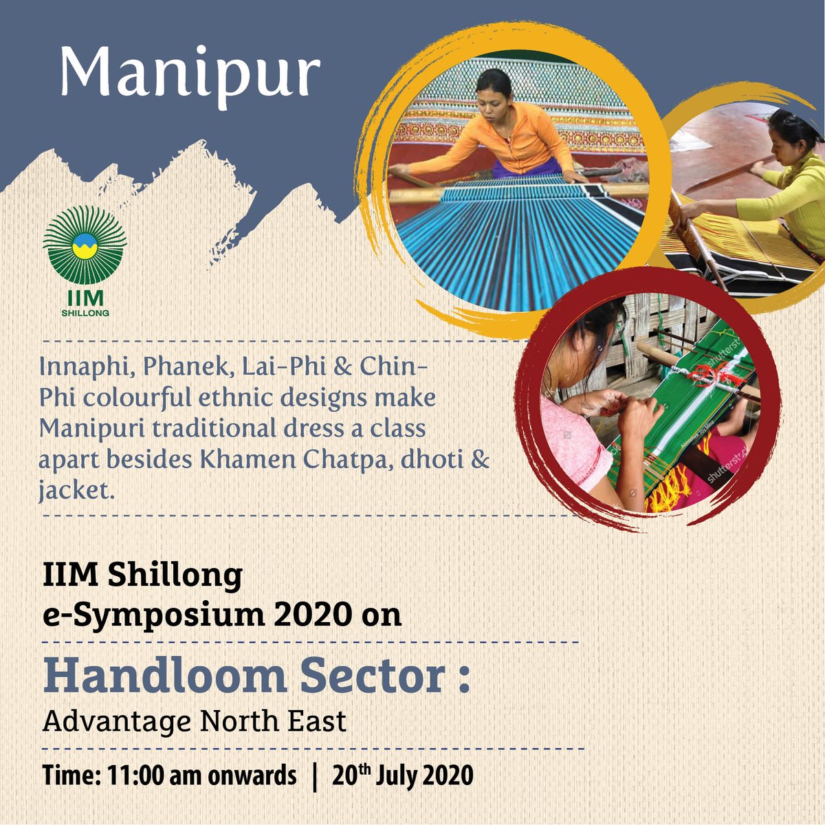 IIMShillong's tweet photo. Manipur enjoys a distinct place amongst the Handloom zones in India. @manipurmygov @PIBImphal @#IndiaHandloom @TextileSSC #ArunachalPradesh #Assam #Manipur #Meghalaya #Mizoram #Nagaland #Sikkim #Tripura https://t.co/c5DwkJ5UA7