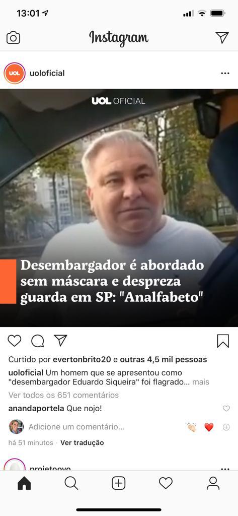 Carteirada em 2020 é lamentável...
O mérito da multa, entretanto, pode ser discutido na seara própria e com as formalidades cabíveis.  Mas o modo pelo qual se tentou impugna-lo é desprezível.