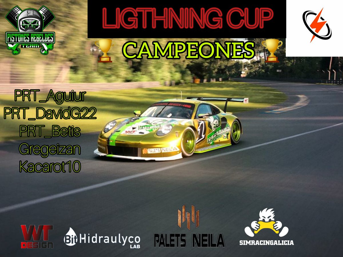 TeamPistones's tweet photo. Última carrera de @LightningRacin1 con el título en el bolsillo!!
Agradecer a los 5 pilotos participantes @PRT_BETIS @PDavidg22 @PRT_aguiur @talfumiere #Kacarot10

@wearteamdesign 
@BitHidraulyco 
@SIMRACINGALICIA 

#SomosPistones https://t.co/jHnVTDTu14