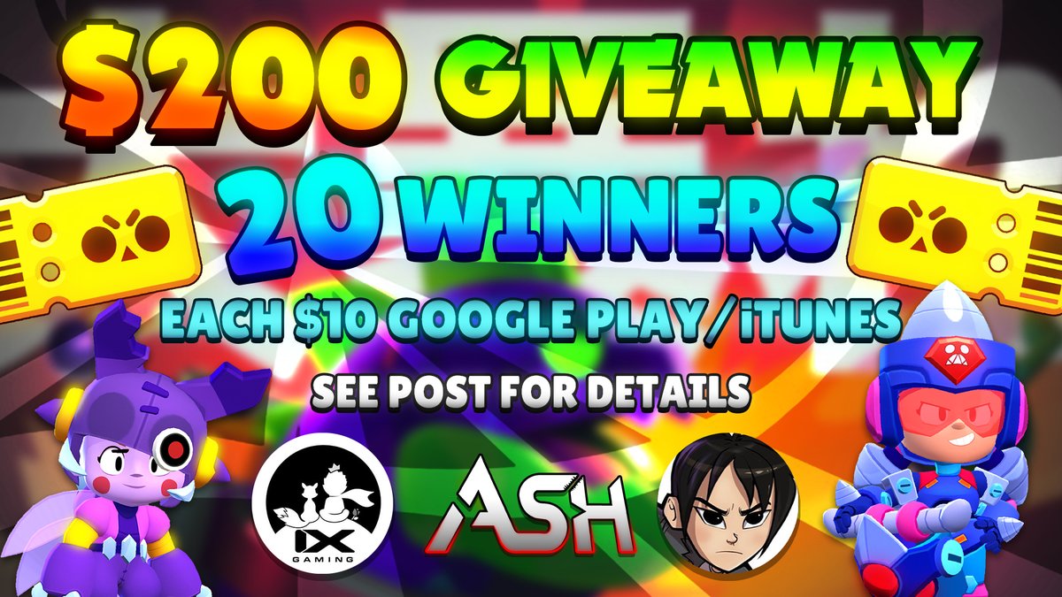 IXgaming_'s tweet image. $𝟮𝟬𝟬 𝐆𝐢𝐯𝐞𝐚𝐰𝐚𝐲!

We will randomly choose 𝟮𝟬 𝗪𝗜𝗡𝗡𝗘𝗥𝗦 and give them each a $10 iTunes/Google Play gift code! 

To Enter:
- 𝐅𝐨𝐥𝐥𝐨𝐰 
@AshClashYT
, 
@IXgaming_
, 
@ixdavidsb
 
- 𝐑𝐞𝐭𝐰𝐞𝐞𝐭 and 𝐋𝐢𝐤𝐞 this tweet
- 𝐓𝐚𝐠 2 Friends 

Good luck!