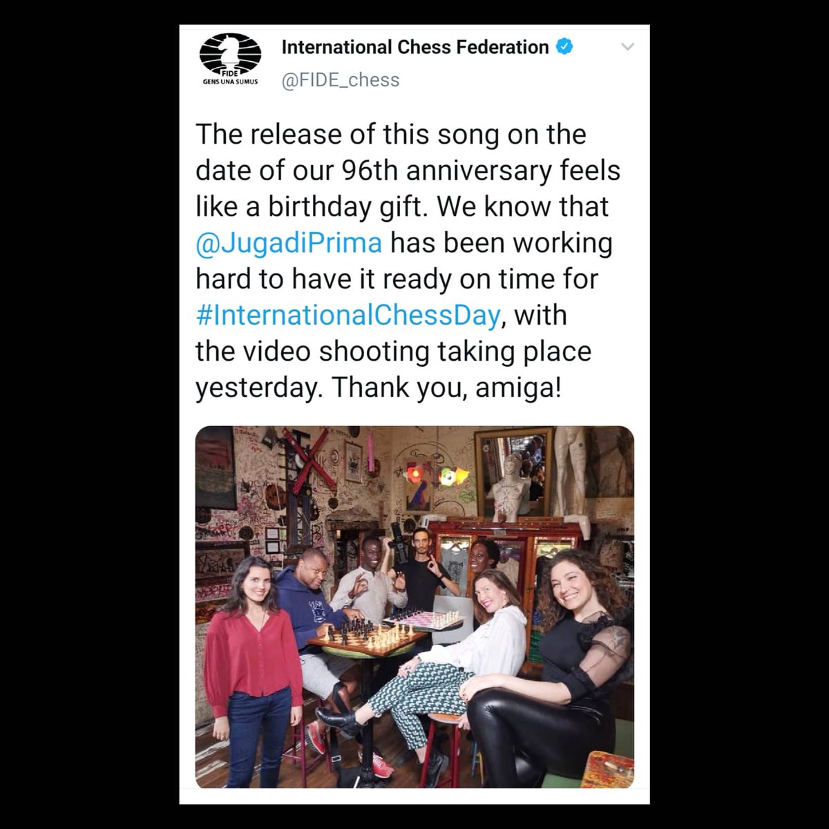 JugadiPrima's tweet photo. My new Chess song
'IMMORTAL GAME' is
coming tomorrow night,
stay tuned 😉 🖤 #internationalchessday #chessequality #chesssongs #Chess #chessconnectsus #ajedrez #chesslover https://t.co/s0ubK4D59E
