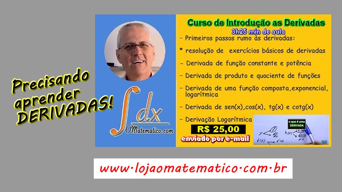 OMatematicoCom's tweet photo. O que seria do #CÁLCULO  sem as DERIVADAS....
Estude com as aulas do Prof. Grings!
📚 Curso Introdução as #Derivadas 👉 https://t.co/sdHEP9twX3 ★ Valor 25,00: enviado por e-mail

>> https://t.co/jjQ8naBVbO <<

#grings #omatematico #calculo1 #engenharia #matematica https://t.co/cMrSxXSIV6