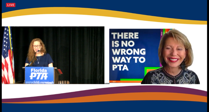 ACC_PTA's tweet photo. Thanks to National PTA President Leslie Boggs for speaking to us during #FLPTA2020VLC! 

Our association is changing. Things will never be the same again. PTA will never be the same again. We are challenged to lead, listen, and learn as we navigate this new landscape together. https://t.co/TtoEaorM1o