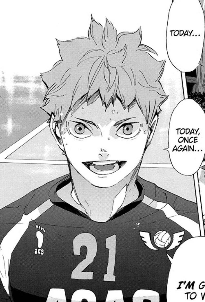 Hinata’s first and last appearance. 

Thank you for being an incredible protagonist, for making your way into my heart, for letting us follow your inspiring journey. You didnt give up once and now you stand among the greatest. I will cherish your story forever, thank you Hinata🧡