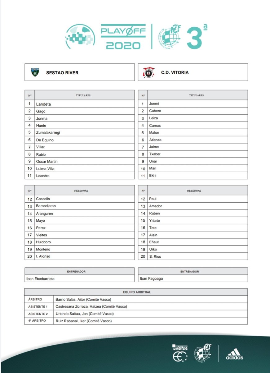 EFF_FVF's tweet photo. 📝 Hamaikakoak / Alineaciones

@SestaoRC 🆚️ @CDVitoria1945 https://t.co/cW6vgvUQiy