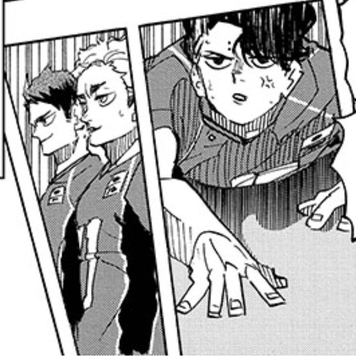 [ haikyuu 402 ]

When Sakusa got the ball up, Ushijima and Atsumu's face....

Yep, UshiSakuAtsu.

HELL YEAH 