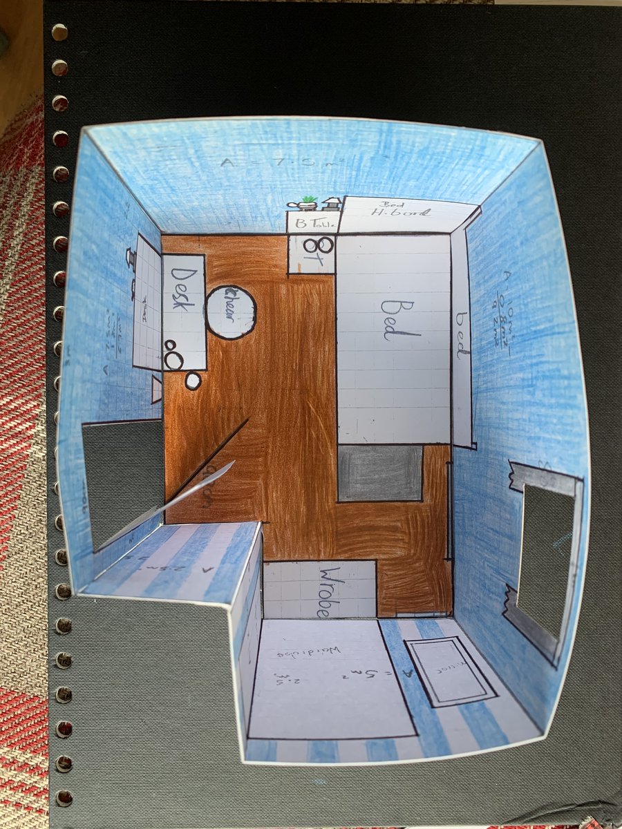 SCDMaths's tweet image. Henry's design a bedroom task and he's surpassed himself with a 3D mock up!