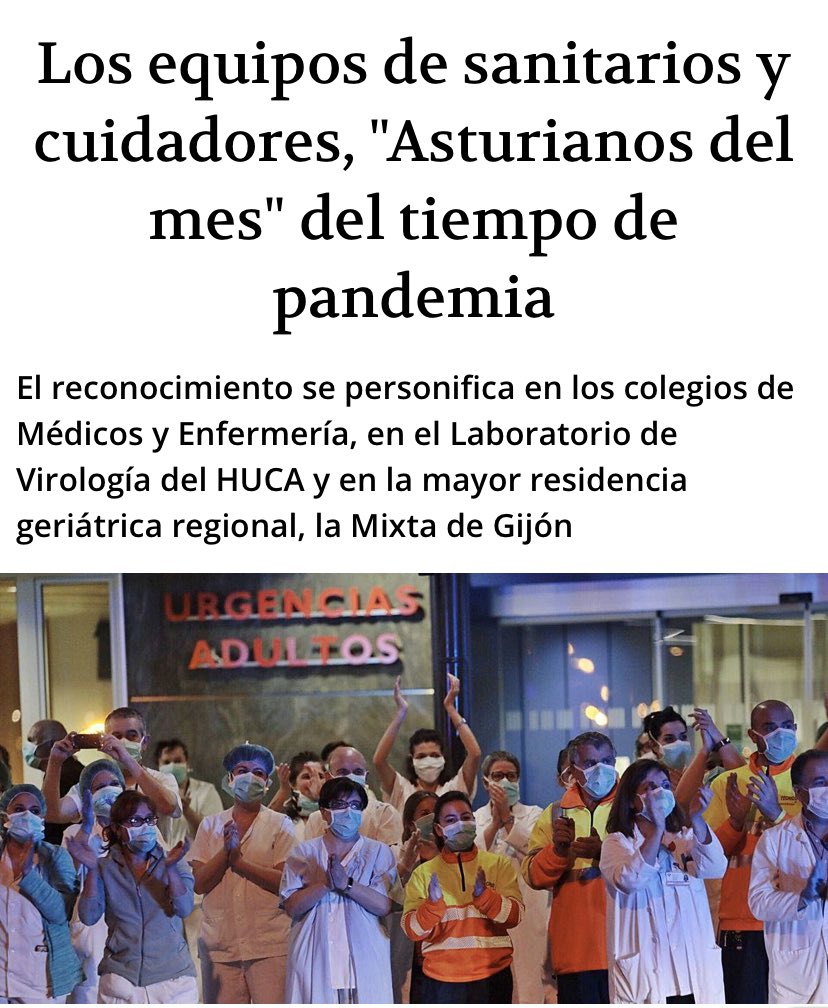 anamarsu's tweet image. Asturian@s del mes, en la @lanuevaespana 
Junto con los compañeros sanitarios, reconocimiento al #cuidado dado en todos los entornos de convivencia compartida. Ahora y siempre. 
👉#LaMixta y todas las residencias de mayores.
#ERAAsturias 
#confort #cariño #profesionalidad