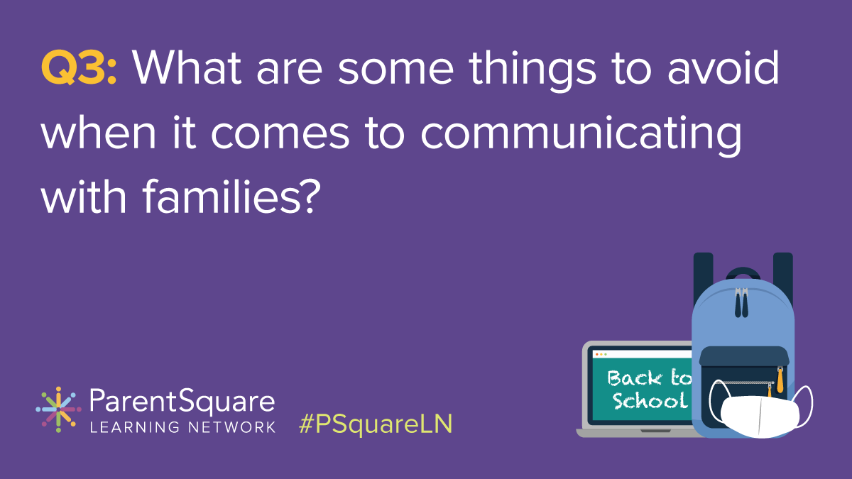 Rdene915's tweet photo. Q3: Share your ideas! #PSquareLN   What are some things to avoid when it comes to communicating with families/parents? https://t.co/17AjAFGbpH