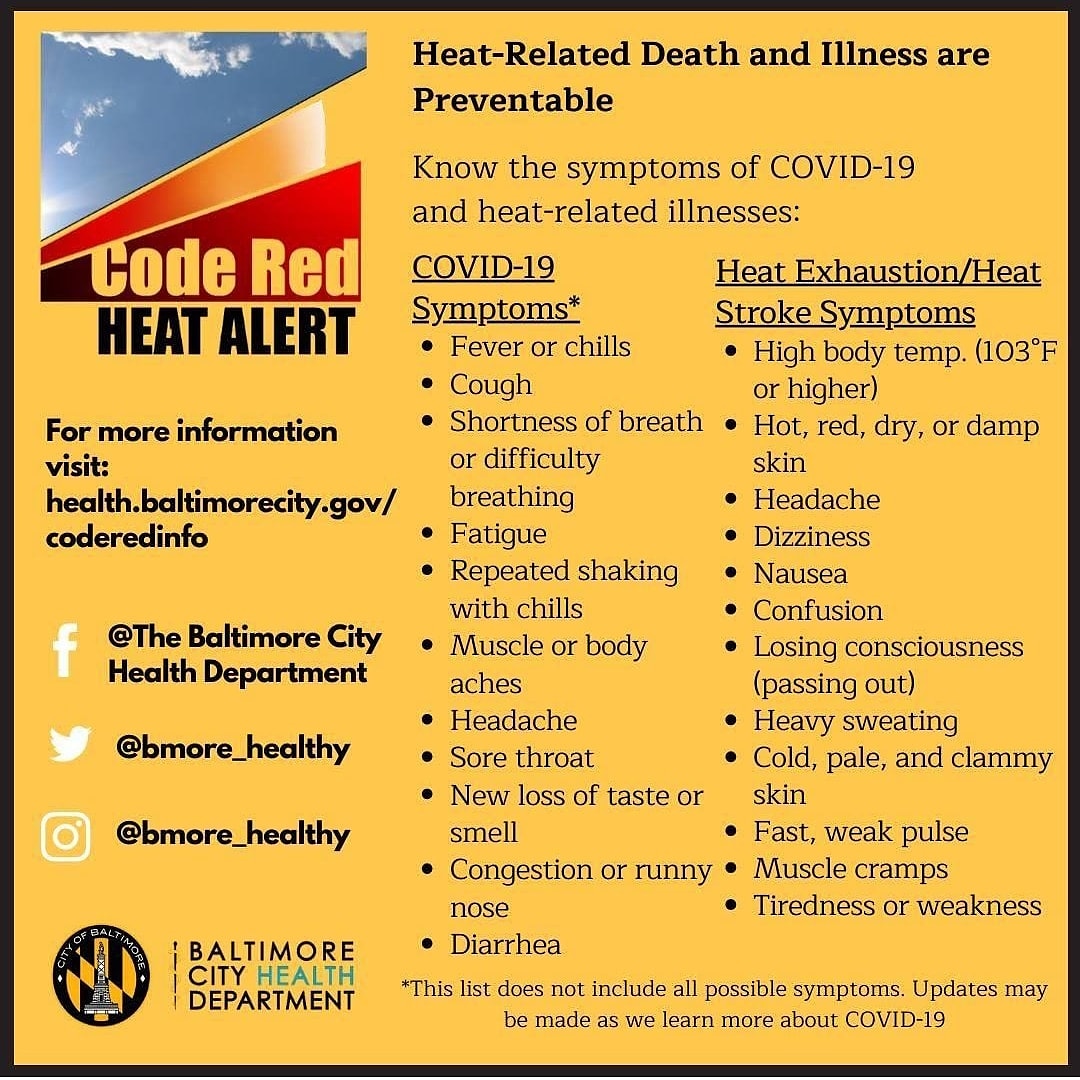 PowerToLactate's tweet photo. PLEASE check on your (ESPECIALLY elderly) neighbors! If you can, make sure they have a way to stay cool and hydrated. The high (without the heat index) is 99 today in Maryland. Stay safe! ✊🏾 https://t.co/VAe6bf1zll