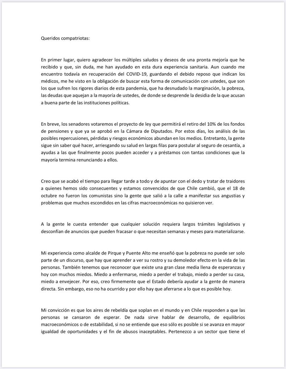 mjossandon's tweet photo. Tenemos el desafío de demostrar compromiso con la defensa de la dignidad de las personas y el mejoramiento de sus condiciones de vida. Voto por lo que creo y siento es mejor para el Chile real. Hoy lo posible es el retiro del 10% ante un Gobierno q llegó tarde con las soluciones https://t.co/xxQtDEnjWe