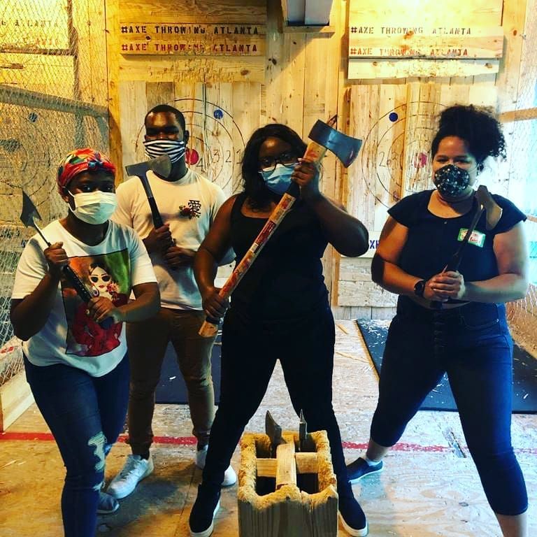 AxeThrowingAtl's tweet photo. Grab your friends &amp;  your mask! We're offering 1 hour of axe throwing with a coach for just $22/person! Check our website or give us a call to find out our availability! #axethrowing #atlanta #safetyfirst #wearyourmask #fun #sports #atl https://t.co/nJAr2tJAva