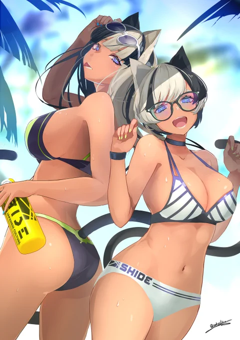 水着の趣味が違う双子猫??‍⬛✨?️ 