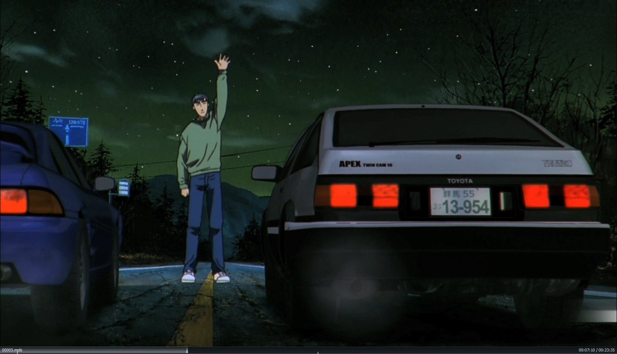 Initial D (anime, 87 eps)If you’re into cars and street racing then you’ll love this and even if you don’t you’ll still get a lot of enjoyment out of it. The race scenes are really thrilling, the soundtrack is amazing and Takumi is a great mc and quite atypical for the genre