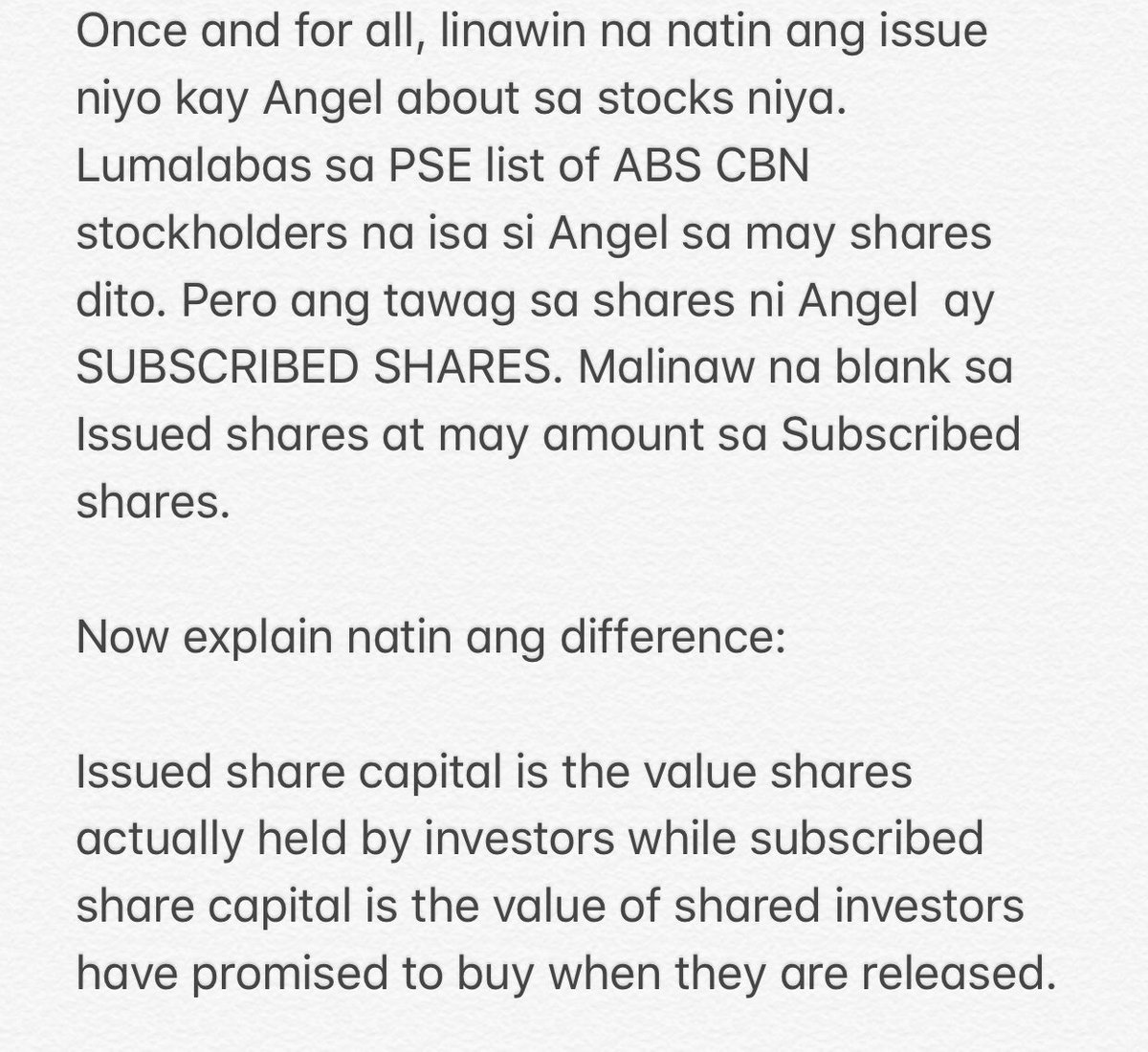 mharvzolivarez's tweet photo. Once and for all, linawin na natin ang issue niyo kay Angel Locsin about sa shares niya sa ABS-CBN. Next time, research din bago bash. (See photos)z May source din ako: https://t.co/8Syj8pzUsI @143redangel #ProtectAngelLocsinAtAllCosts https://t.co/m8J2XqiLt7