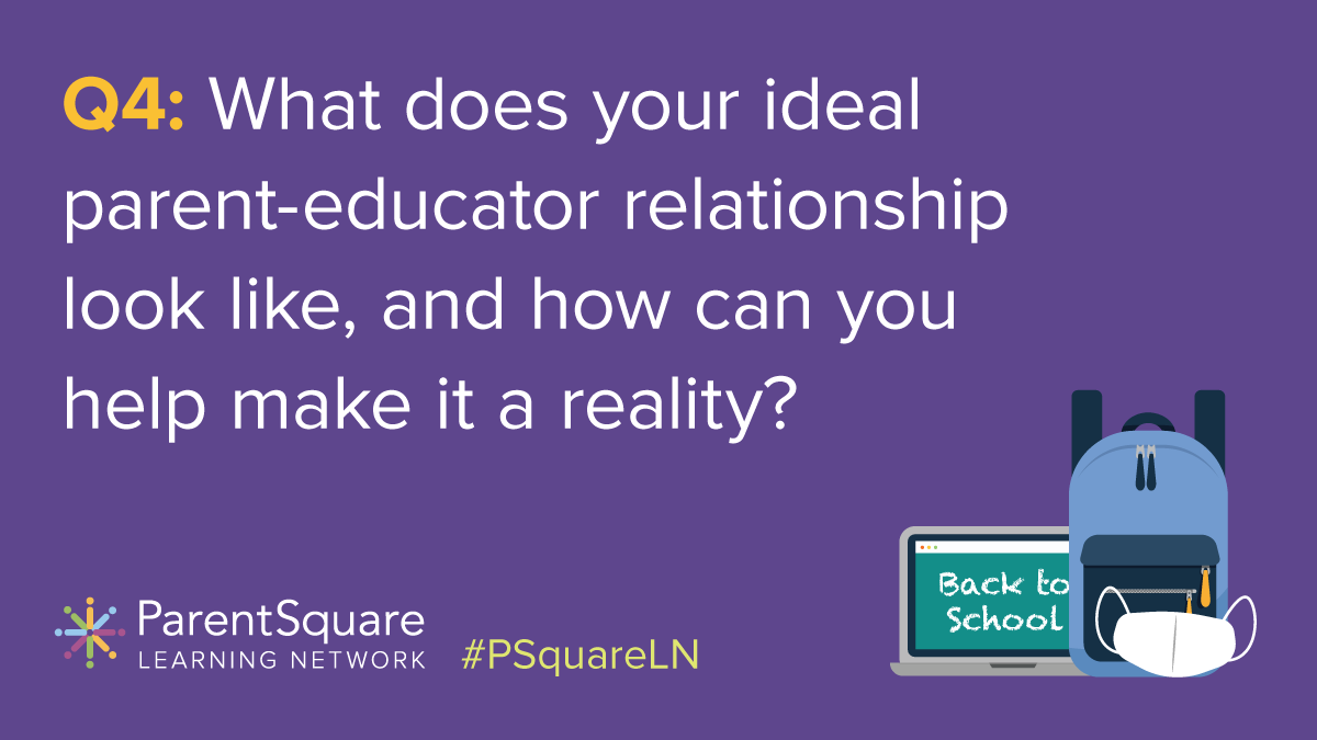 Rdene915's tweet photo. Q4:  What does your ideal parent-educator relationship look like, and how can you help make it a reality? #PsquareLN @ParentSquare #education #edchat https://t.co/Wkn5Sx9hef