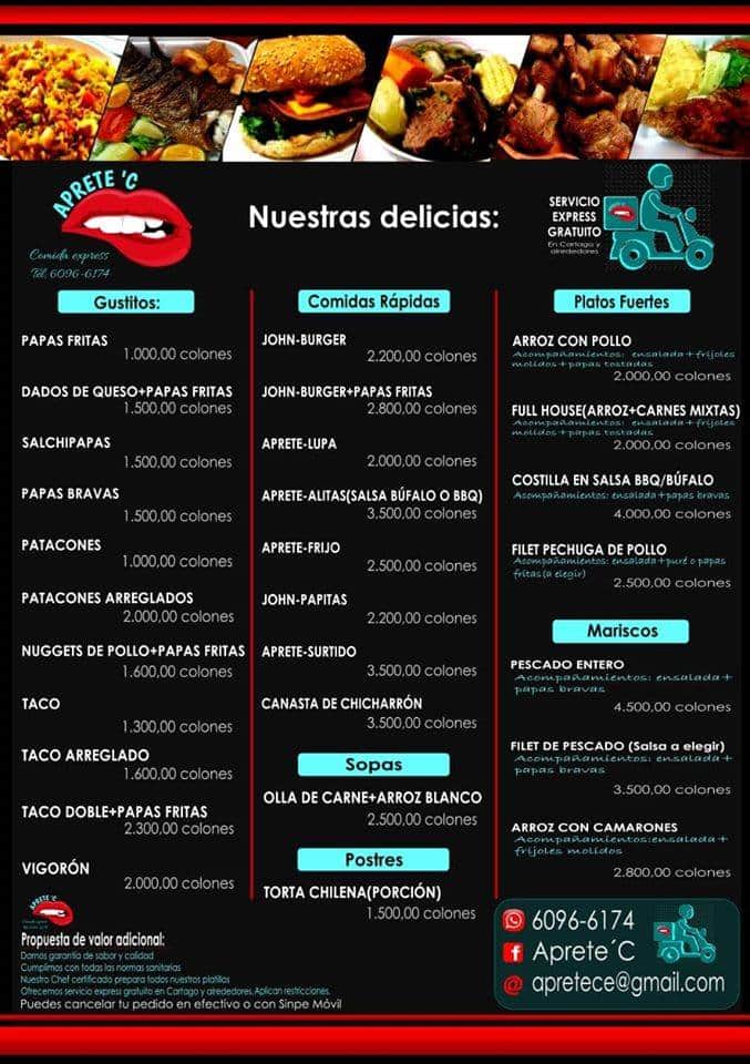 APRETEC's tweet image. Nuestro nuevo menú, siguenos te esperamos.