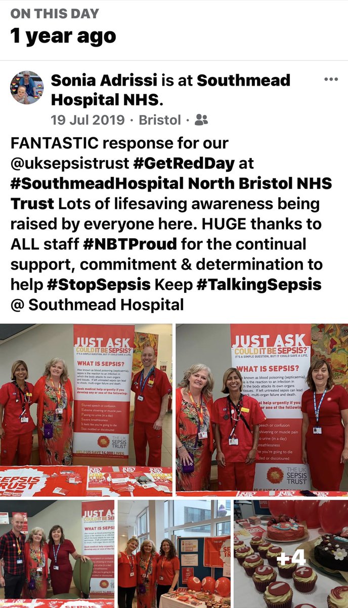 SoniaAdrissi's tweet photo. A year ago today?!! Disappointed that this won’t happen again this year but will very much look forward to future events with you all when safe to do @Mountain_medica @LMotuel @dr_nigel_lane #SouthmeadHospital @NorthBristolNHS @UKSepsisTrust #GetRedDay for #Sepsis https://t.co/LYqKhlY8df