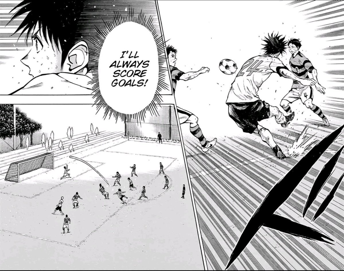 Be Blues! (manga, 415 chapters, ongoing)Be Blues excels at portraying the beautiful sport of football in a realistic light. The matches themselves flow really well through great panelling and art and the mc’s character arc is pretty unique.