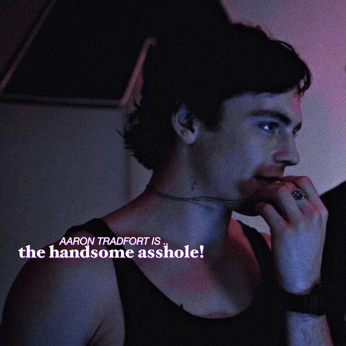 venerehtr's tweet photo. ⠀ 
⠀ ⠀ 〝    𝐇𝐄𝐀𝐑𝐓𝐋𝐄𝐒𝐒 𝐁𝐀𝐒𝐓𝐀𝐑𝐃 !    〞 
you’ve got to be careful with aaron: he’s gonna play pinball with your heart and then .. leave you there in misery. 

                VARSITY JOCK!AARON https://t.co/CwSdPfJ8tz