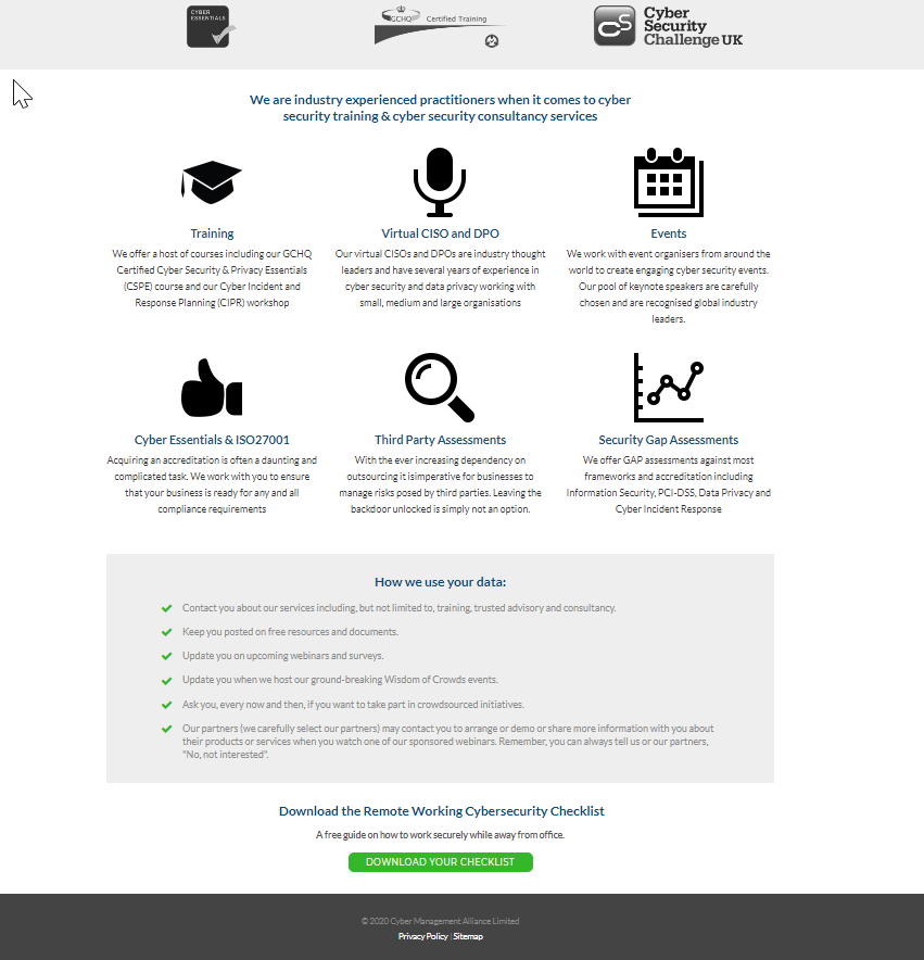 HubSpot Landing Page Built By #HubSnacks - Remote Working Cybersecurity Checklist
from <a href="/cm_alliance/">Cyber Management Alliance - Cybersecurity Training</a>. An easy to understand, to-the-point #cybersecurity checklist covering various aspects of working remotely. Download here ▶️ hubs.ly/H0sJ2gb0 #hubspot #growbetter