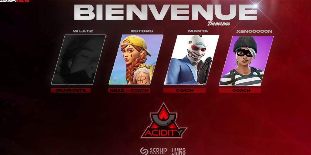 AcidityTeam's tweet photo. [Announcement]

Welcome to our new staffs💥

🎖️@xstors as a Head Coach 
🎖️@Coach_Manta as a Coach
🎖️@Coach_Xenooooon as a Coach
🎖️@weatzFTN as a graphic designer 

#AcidityPower🔴⚫️ https://t.co/FLkUtZhdmQ