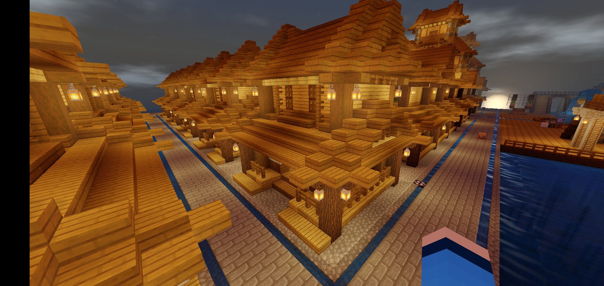 ひよっこ豆 交易用の商店街の設計図できました 同じ建物を10個並べただけだからデザインは楽だったけどこれをサバイバルで作るとなると 笑 マイクラ Minecraft 村人