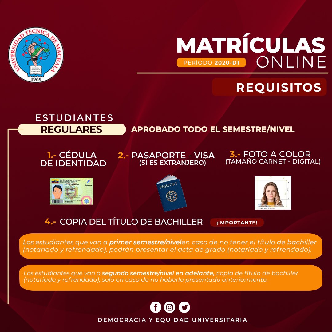 deu_utmach's tweet photo. Te compartimos esta excelente información para que puedas matricularte con éxitos.  Esperemos te sirva mucho. #MatriculaDEUna #Utmach #deu #matriculas2020 https://t.co/4NsCVXvEJx