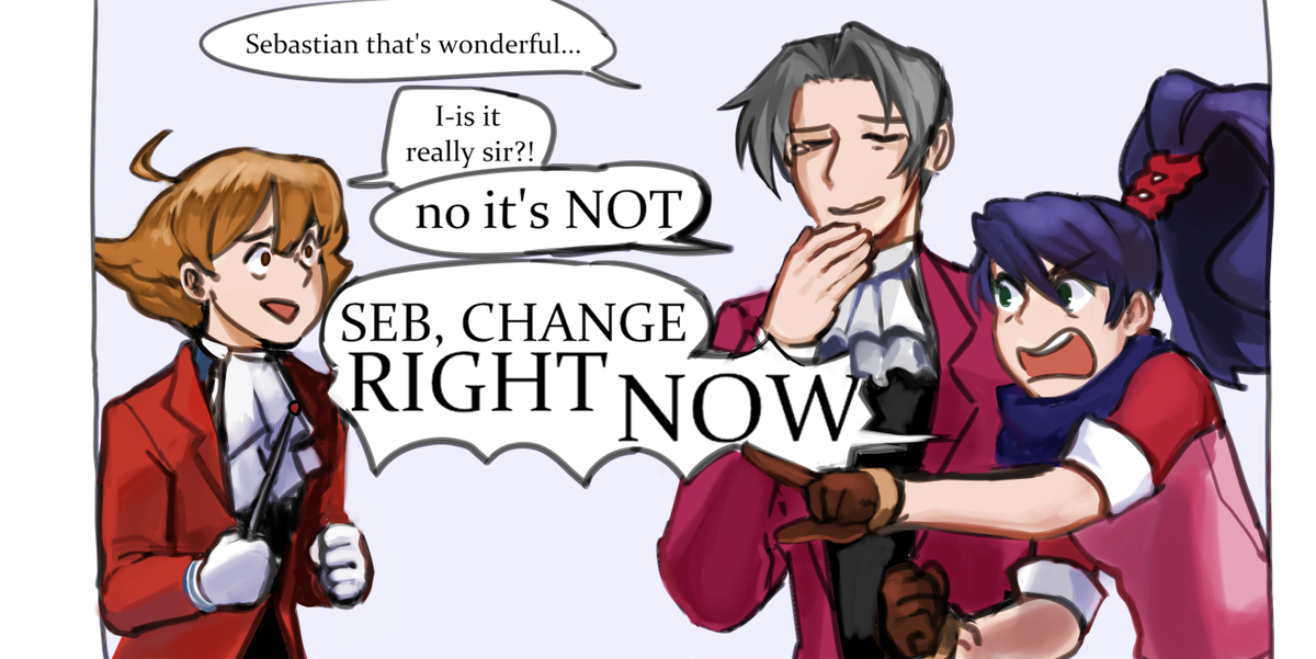 sebastian's first day on the job working with miles Edgeworth after aai2
#aceattorney 