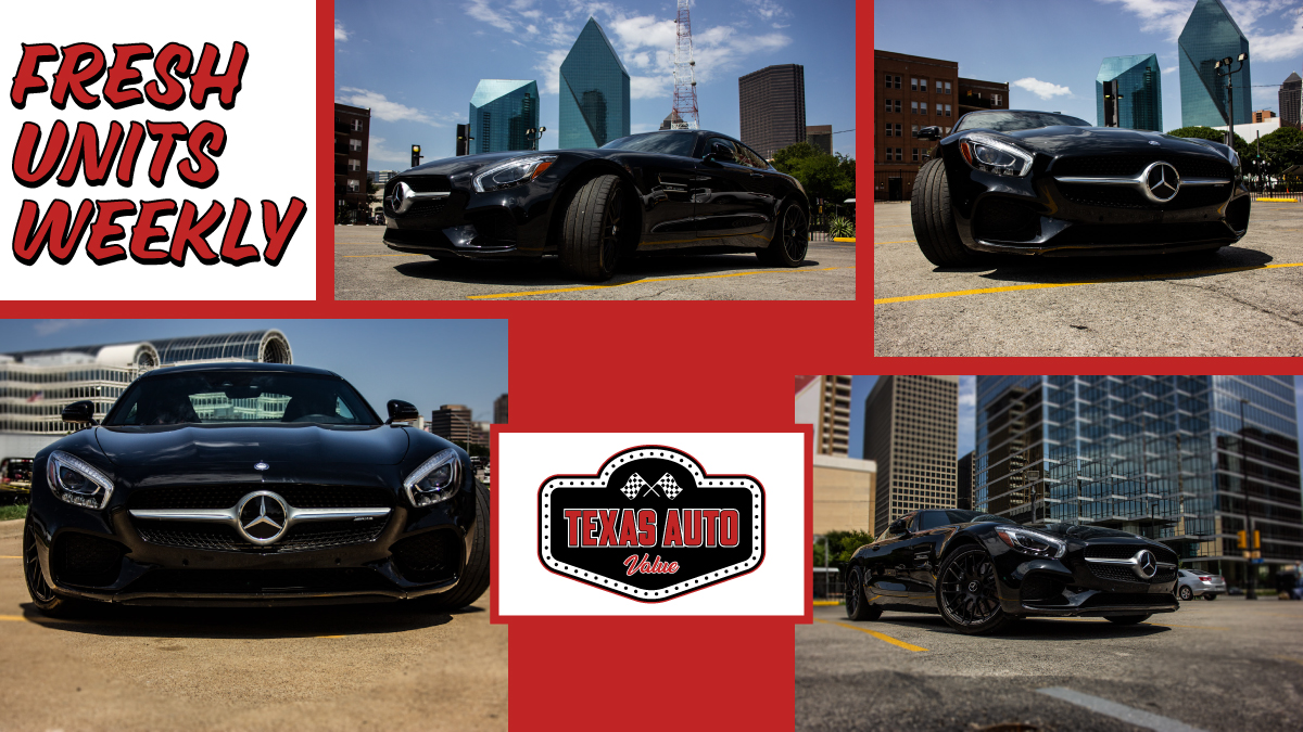 TexasAutoValue's tweet photo. Make sure to head to #metroautoauction to check out weekly fresh #texasautovalue units! This Tuesday at 10:00 AM! Like this Midnight Black, cherry red interior 2017 Mercedes AMG GT! https://t.co/My7WmCElop