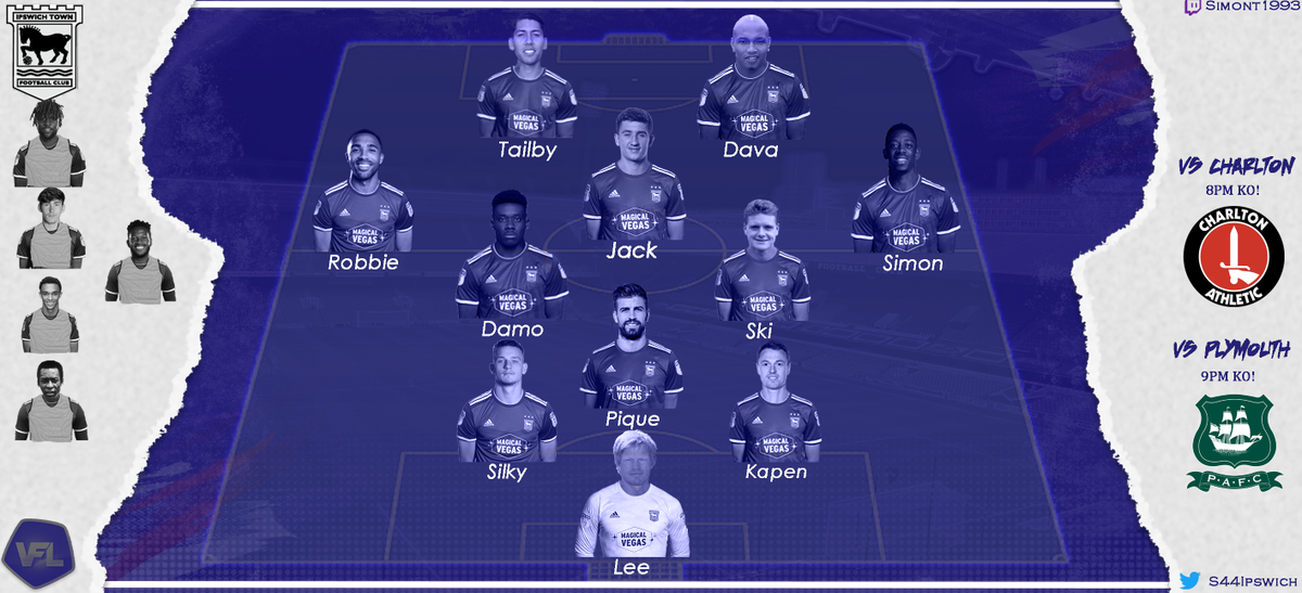 DuckMxn- (@duckmxn_) on Twitter photo 🔵TEAMSHEET🔵
Tonight's lineup to play Charlton and Plymouth!
#IpswichSZN 
<a href="/TheVFL_/">VFL</a> @VFLGFX <a href="/The_PlayerHub/">JmeMobiles📱</a> 🔵TEAMSHEET🔵
Tonight's lineup to play Charlton and Plymouth!
#IpswichSZN 
<a href="/TheVFL_/">VFL</a> @VFLGFX <a href="/The_PlayerHub/">JmeMobiles📱</a>