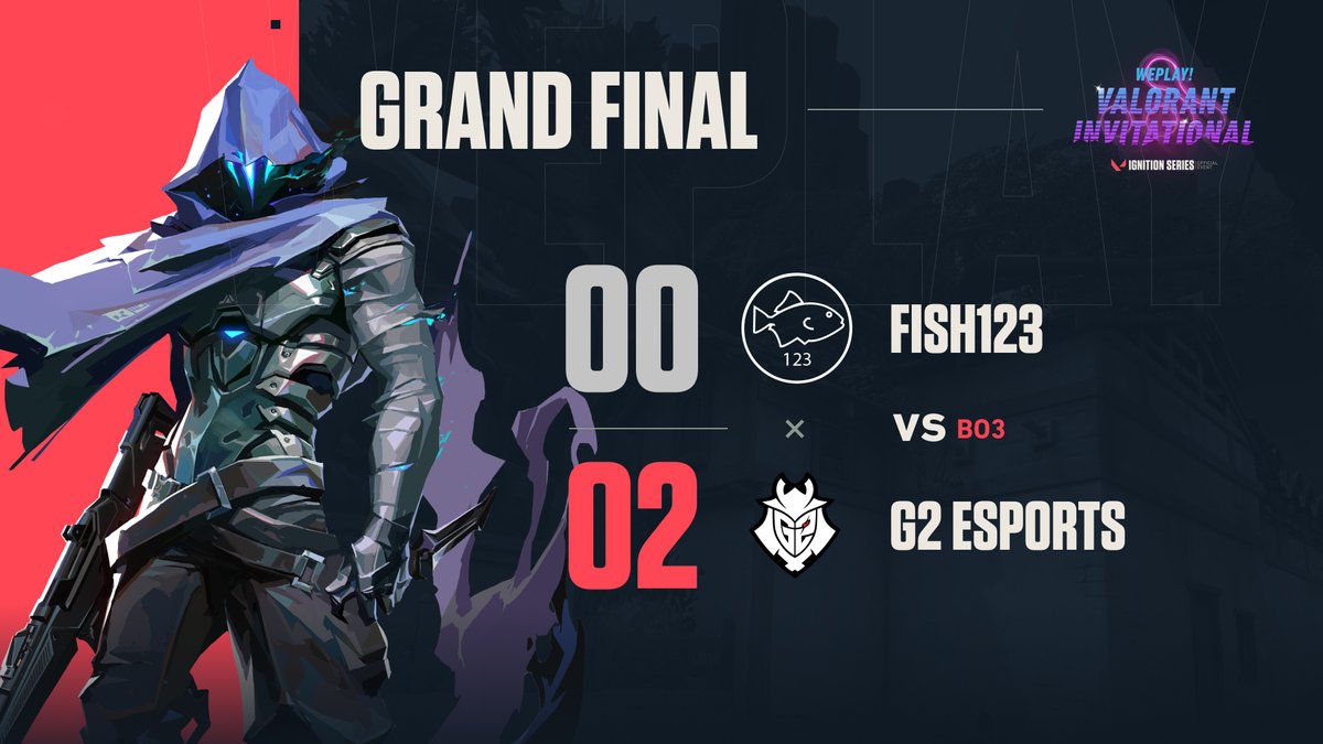 WePlay_Studios's tweet photo. Both times guys from @fish123Valorant were very close to the victory and both times @G2esports overplayed them! 2-0! Our congrats to the WePlay! VALORANT Champions - G2 Esports!
#WePlayVALORANT #WePlayIgnition https://t.co/BtkLfJsXgX