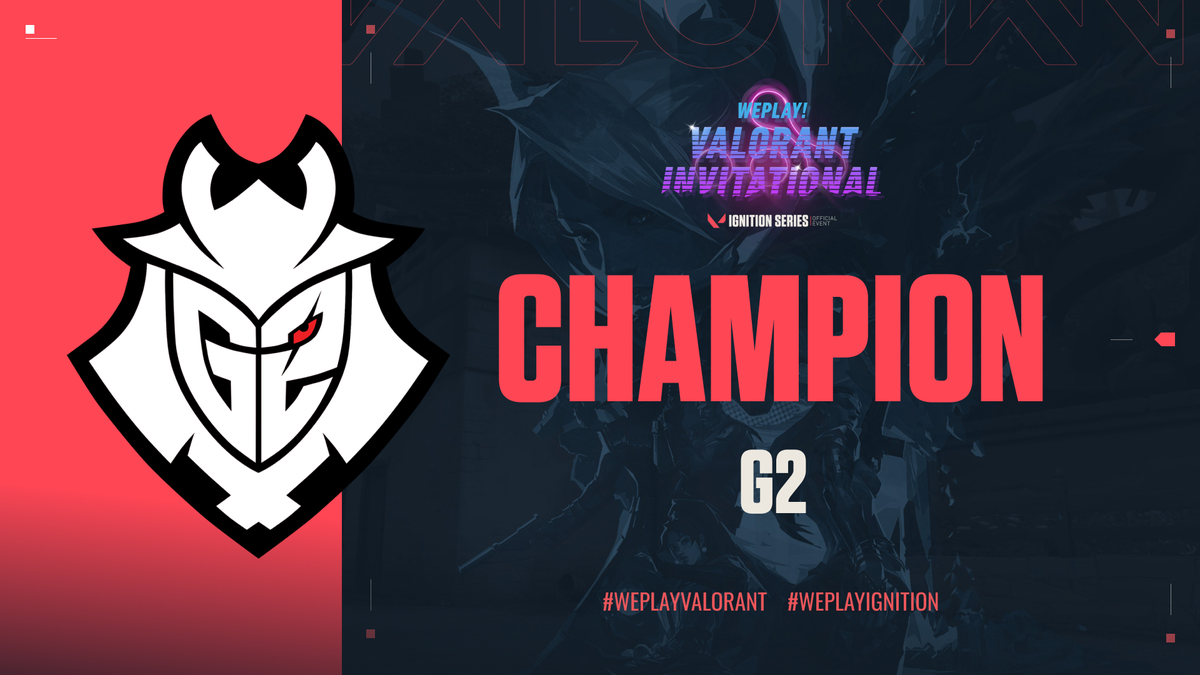weplay_eu's tweet photo. G2 чемпионы WePlay! VALORANT Invitational 🔥
Мы поздравляем победителей и благодарим за столь яркое зрелище!
#WePlayVALORANT https://t.co/Lb9EUVc5Zr