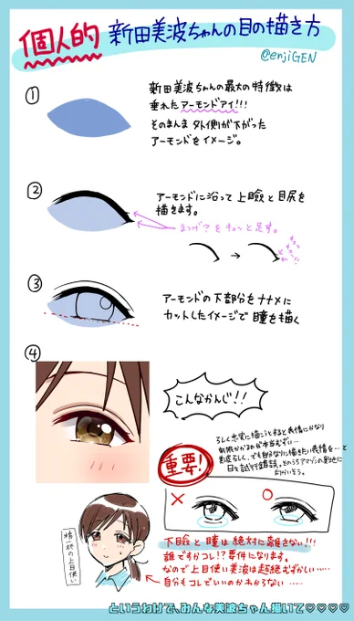 新田美波ちゃん描く上で最難関かもしれない特徴的なお目目。自分なりのですが描き方紹介です!
もうすぐ美波誕生日だしみんな描こ???????? 