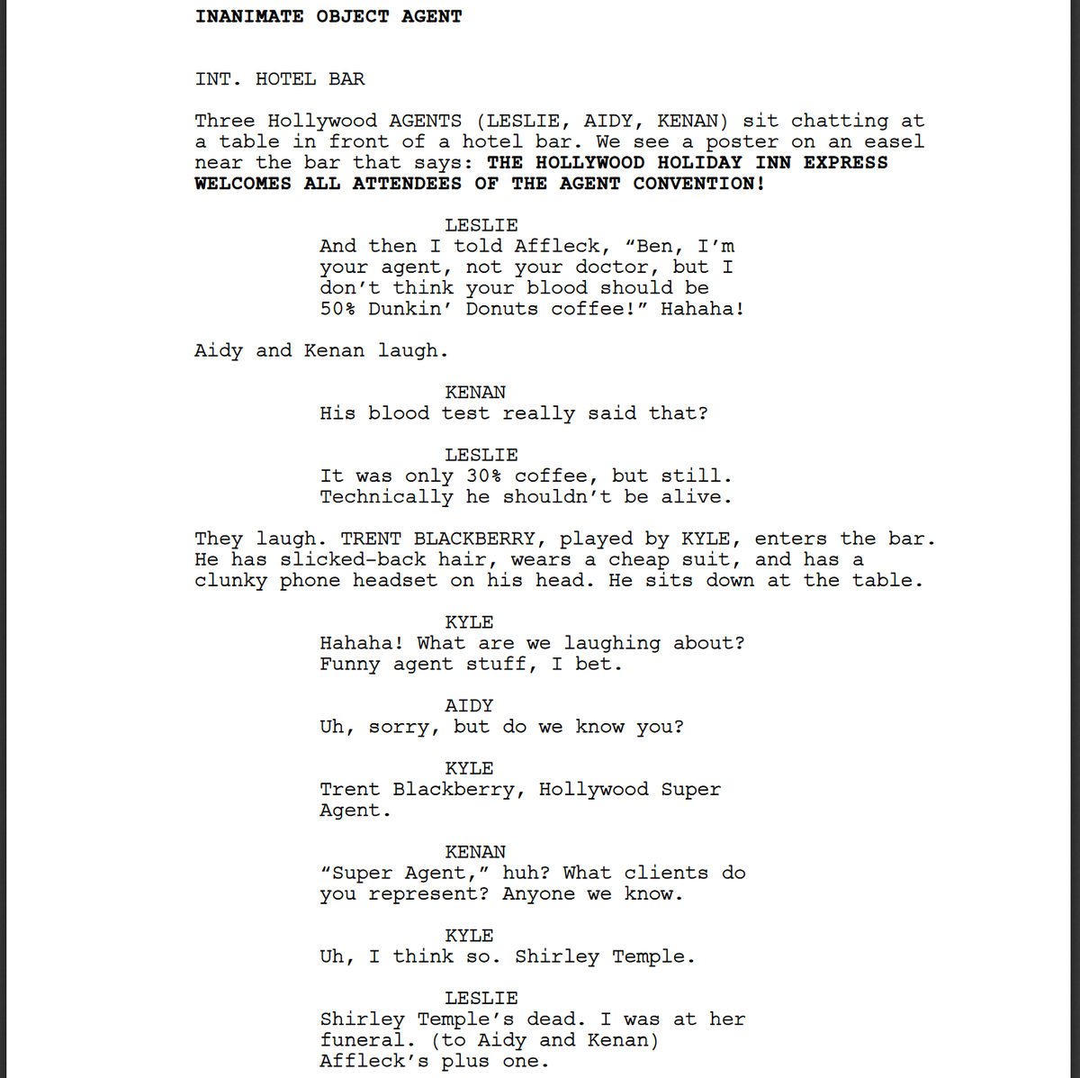 KeatonPatti's tweet photo. Here's one of my favorite SNL sketches I've written that never made it to air because the show was running long that night and because I've never worked on the show. 1/2 https://t.co/PHmdqS3cHY
