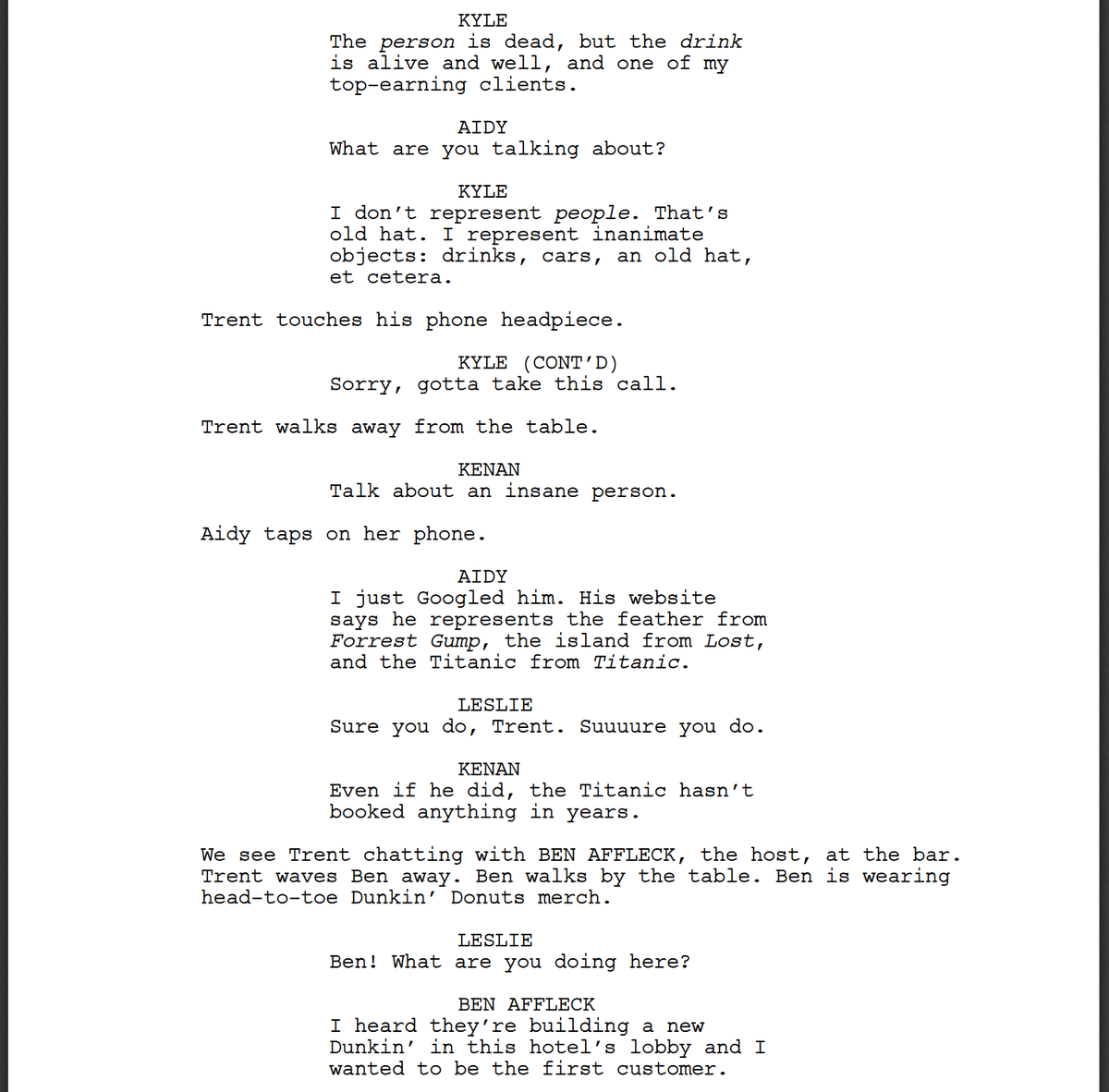 KeatonPatti's tweet photo. Here's one of my favorite SNL sketches I've written that never made it to air because the show was running long that night and because I've never worked on the show. 1/2 https://t.co/PHmdqS3cHY