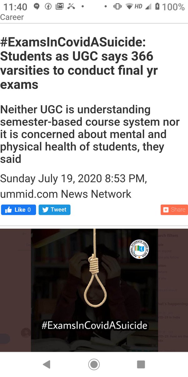AbhaDevHabib's tweet photo. With all major universities yet waiting to conduct exams, the @ugc_india should also bring forward the data on how many students will get affected!! 
@HRDMinistry, time to review! Need to value life of students and Education above exams.
#SayNoToUGCGuidelines 
#cancelallexams https://t.co/AXCrFI0Vxn